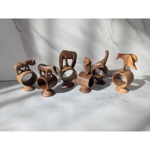 Vintage Handcarved African Animal Napkin Rings